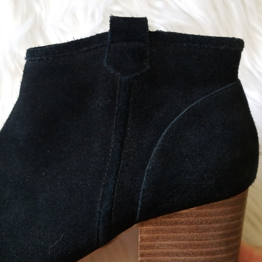 Aldo Black Suede Peep Toe Ankle Bootie - Picture 4 of 8